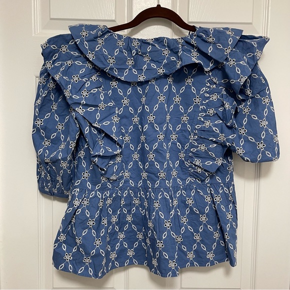 NWT ZARA Embroidered Openwork Blouse - Picture 7 of 10